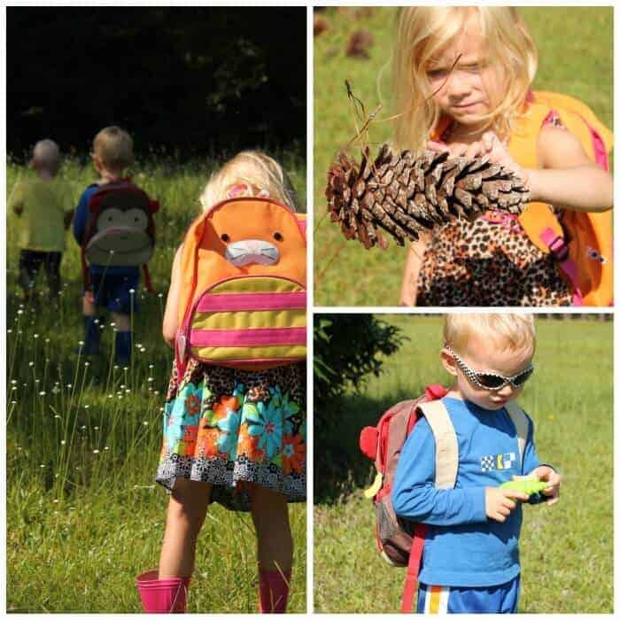 día de la naturaleza: ideas sobre el tema del campamento de verano con niños pequeños caminando en la naturaleza